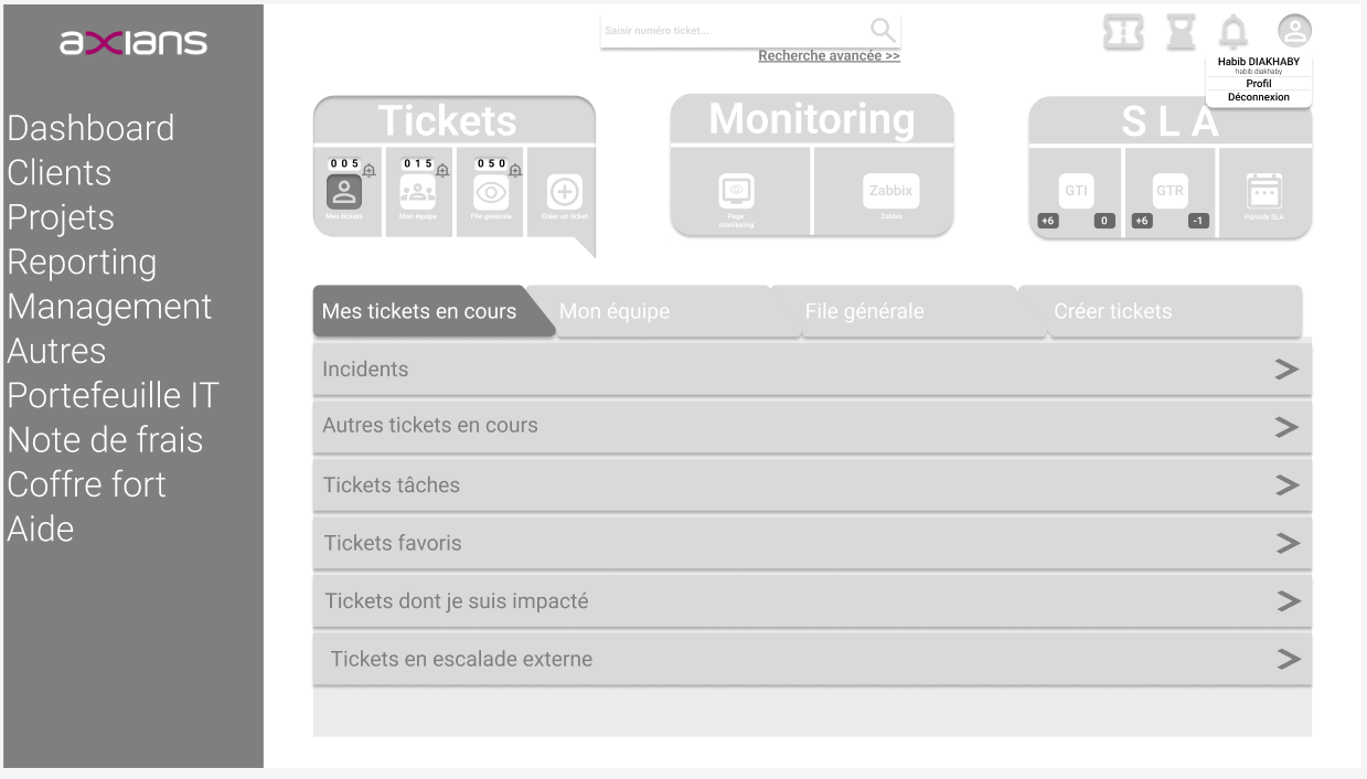 Wireframe Tickets