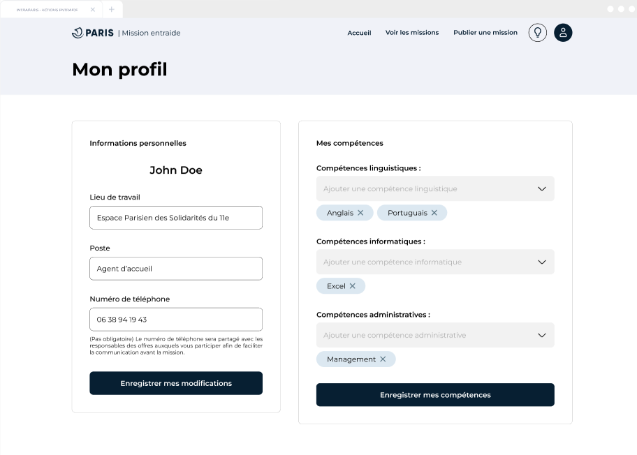 Profil de l'agent